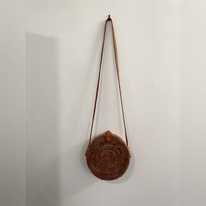 Circular Rattan Crossbody Bag